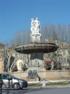 The city center fountain in Ax en Provence.