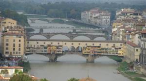 Vecchio bridge is the colorful bridge. No cars go over this bridge. There is very nice jewelry shops on the bridge.