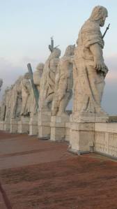 Top of St. Peter's Basilica. Actually this is half way up the dome. I love the different view of these ancient statutes, they are situated on the front of the basilica. Its a view you usually do not see.