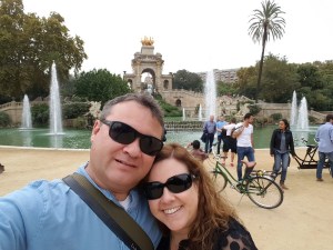 Selfie in the park in Barcelona, Spain